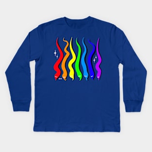 Rainbow Worms on a String Kids Long Sleeve T-Shirt